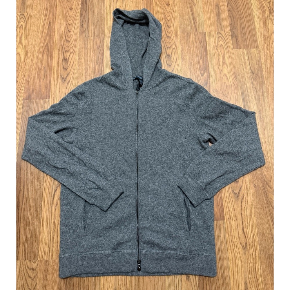 Metropolitan View 100% Cashmere Full Zip Hoodie Sweater Men Large Gray